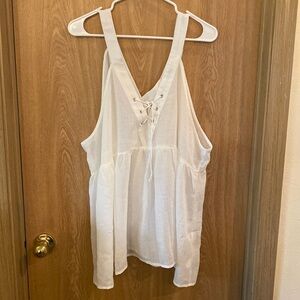 Cozy Casual Cream Lace Front Empire Waist Camisole Size 3X